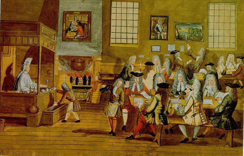 800px-Interior_of_a_London_Coffee-house,_17th_century